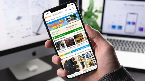 mockup sitio web temu en celular